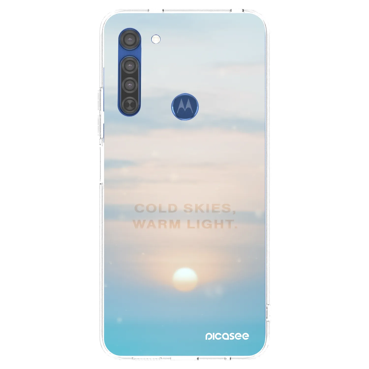 Picasee silikonowe przeźroczyste etui na Motorola Moto G8 - COLD SKIES