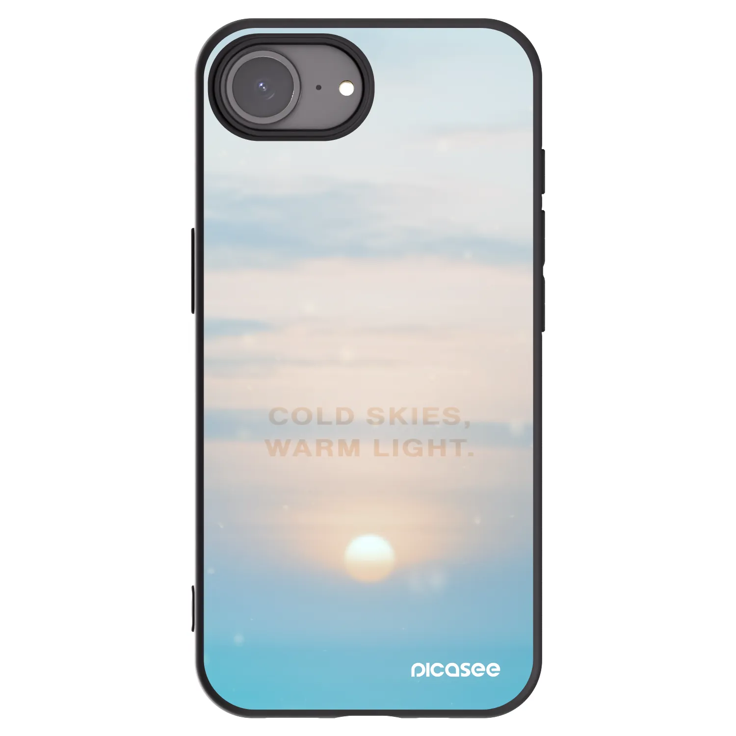 Picasee silikonowe czarne etui na Apple iPhone 16e - COLD SKIES