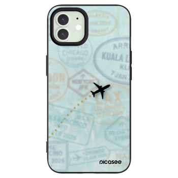 Picasee silikonowe czarne etui na Apple iPhone 12 - FLIGHT PATH