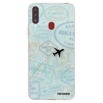 Picasee silikonowe przeźroczyste etui na Samsung Galaxy A20s - FLIGHT PATH