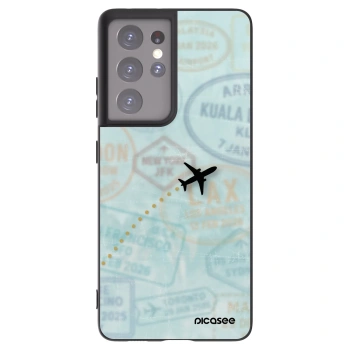 Picasee silikonowe czarne etui na Samsung Galaxy S21 Ultra 5G G998B - FLIGHT PATH