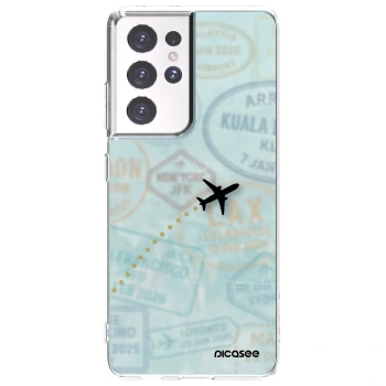 Picasee silikonowe przeźroczyste etui na Samsung Galaxy S21 Ultra 5G G998B - FLIGHT PATH
