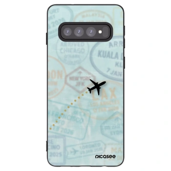 Picasee silikonowe czarne etui na Samsung Galaxy S10 G973 - FLIGHT PATH