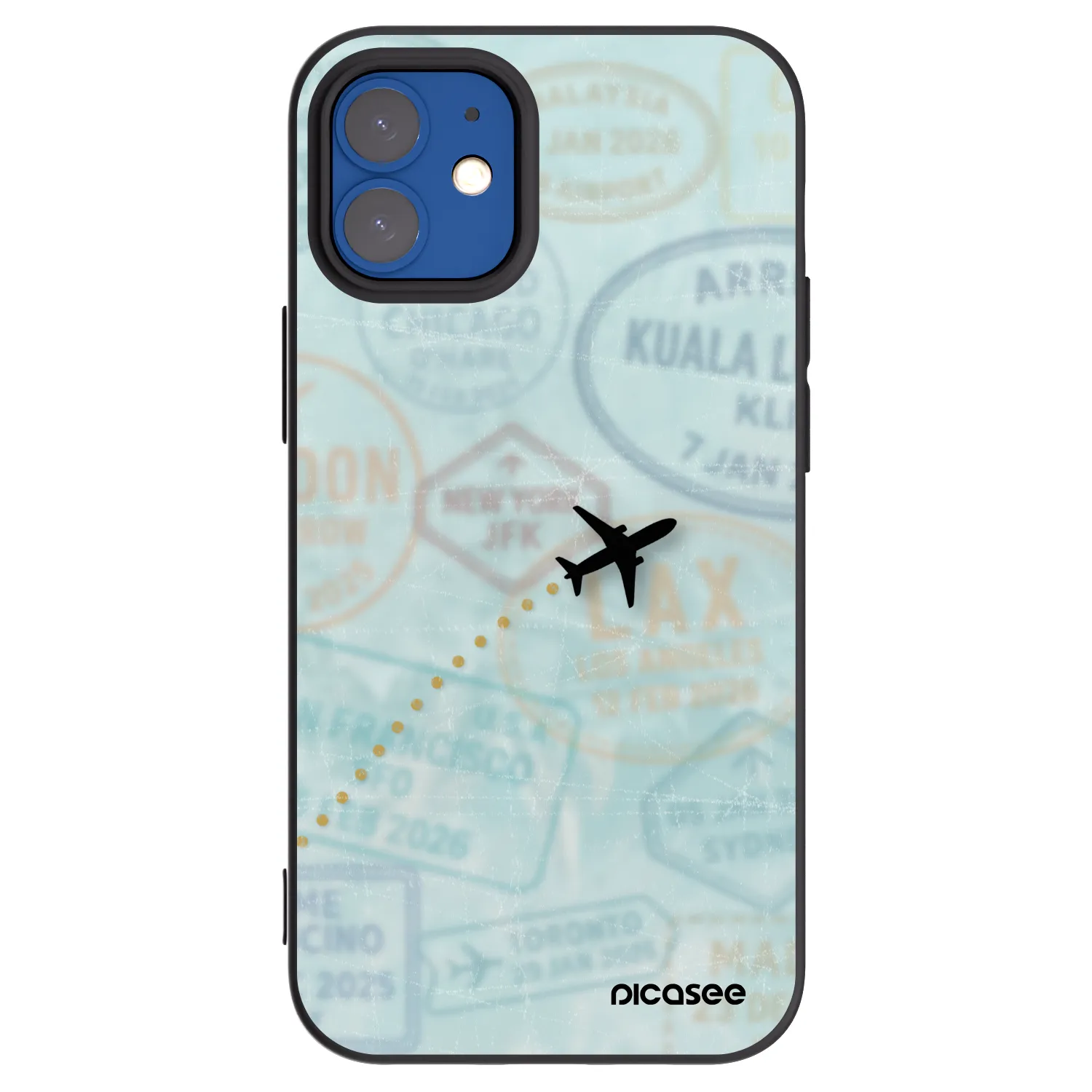 Picasee silikonowe czarne etui na Apple iPhone 12 mini - FLIGHT PATH