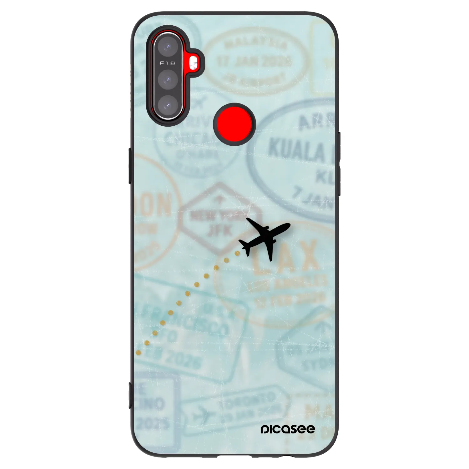 Picasee silikonowe czarne etui na Realme C3 - FLIGHT PATH