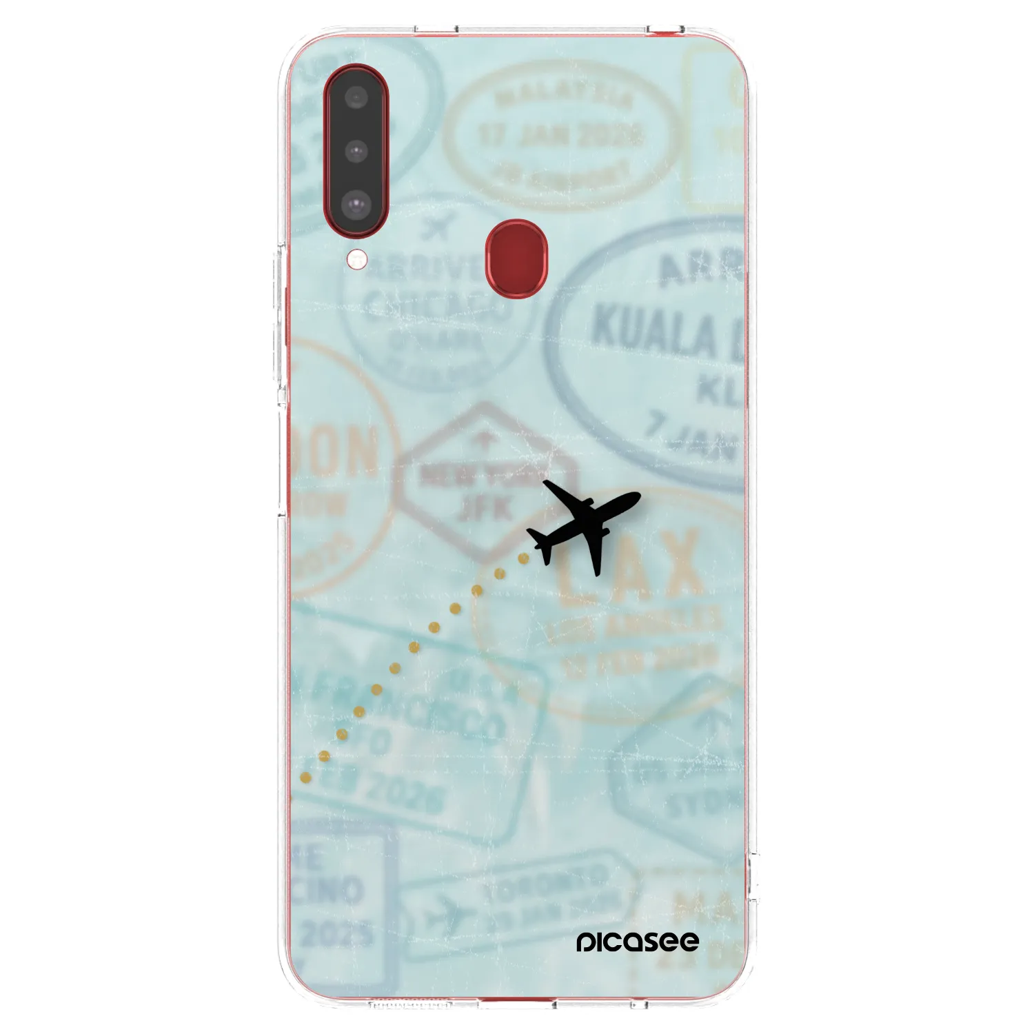 Picasee silikonowe przeźroczyste etui na Samsung Galaxy A20s - FLIGHT PATH