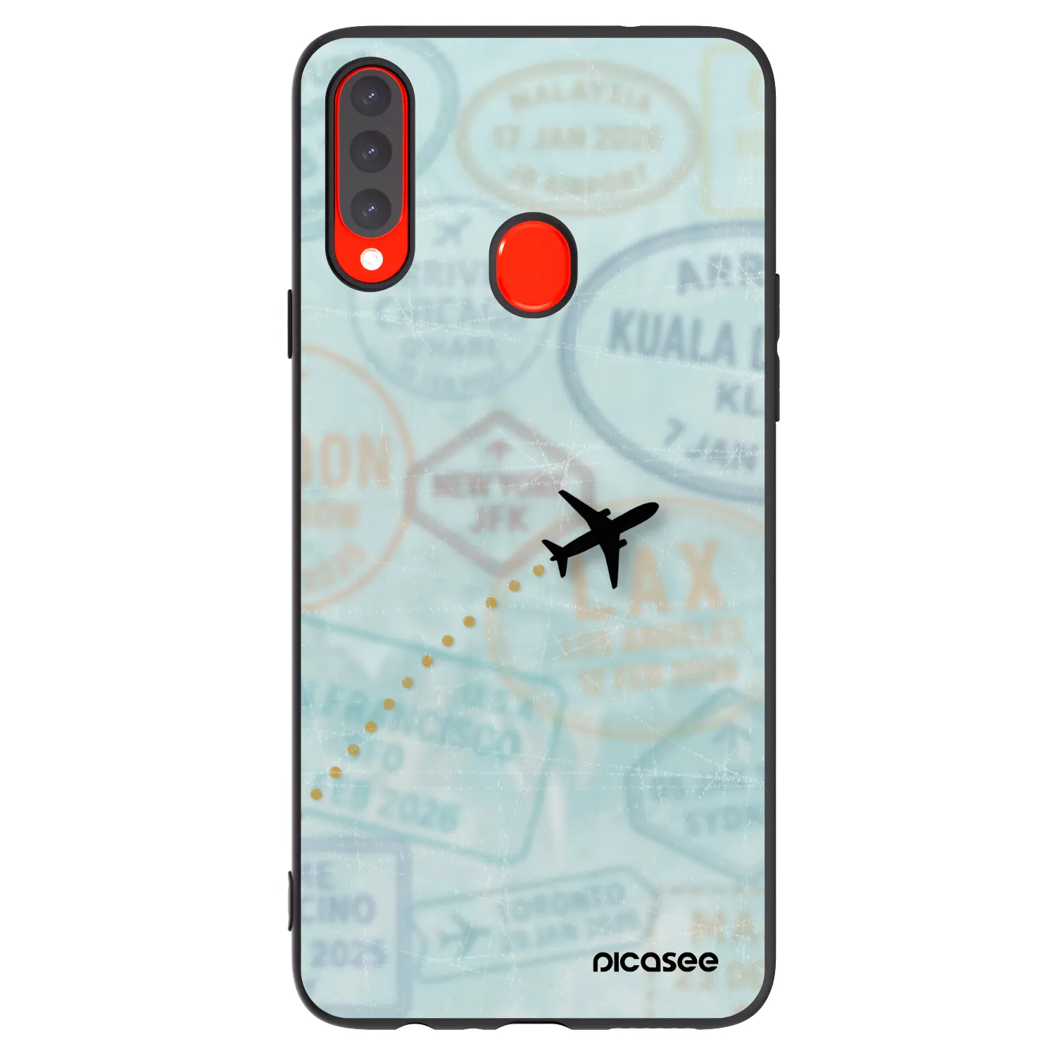 Picasee silikonowe czarne etui na Samsung Galaxy A20s - FLIGHT PATH