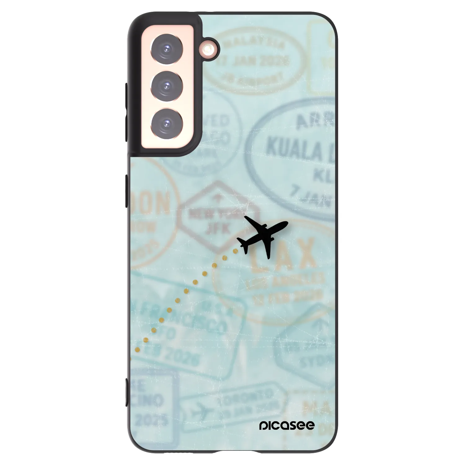 Picasee silikonowe czarne etui na Samsung Galaxy S21 5G G991B - FLIGHT PATH