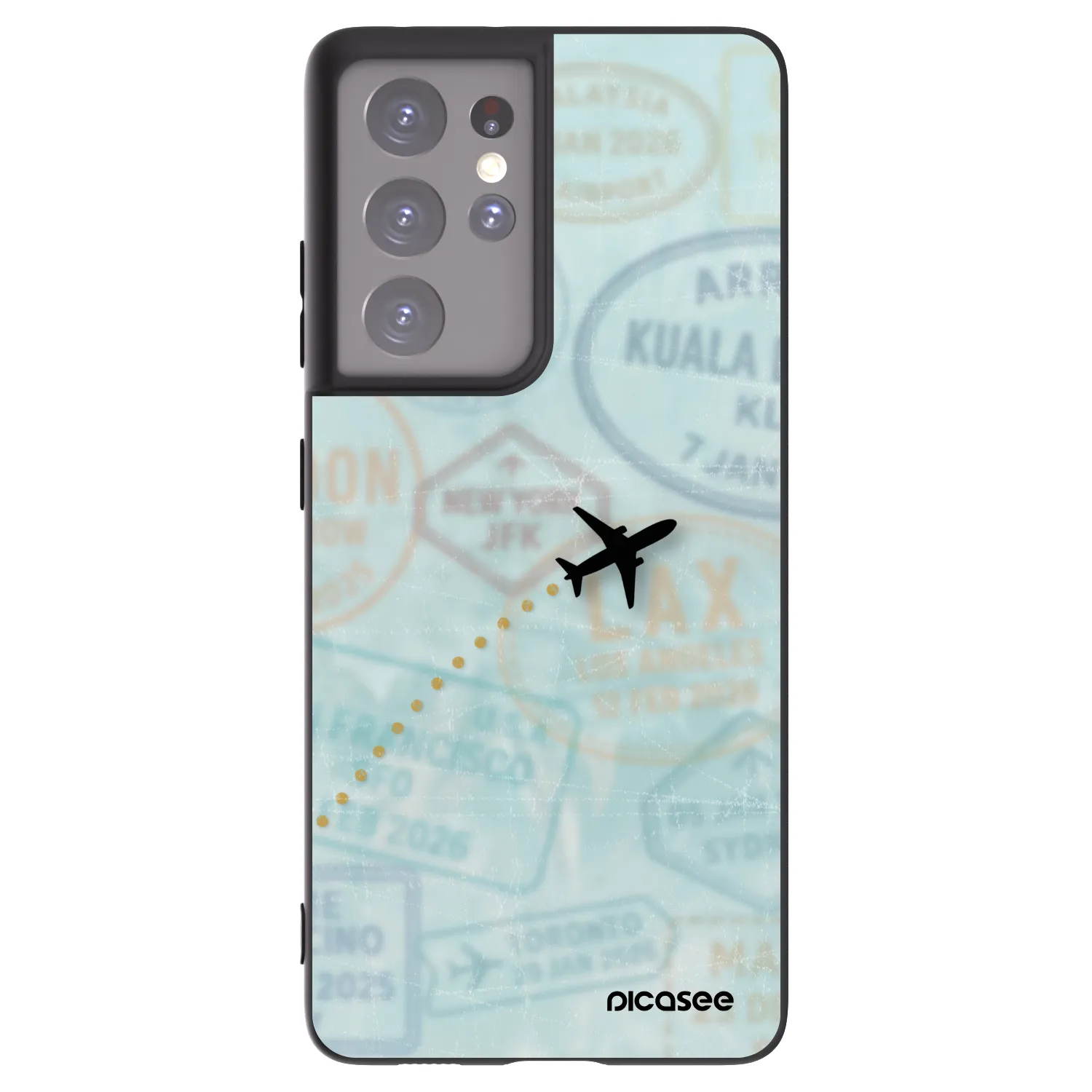 Picasee silikonowe czarne etui na Samsung Galaxy S21 Ultra 5G G998B - FLIGHT PATH