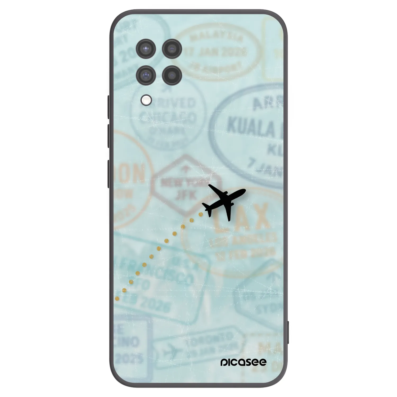 Picasee silikonowe czarne etui na Samsung Galaxy A42 A426B - FLIGHT PATH