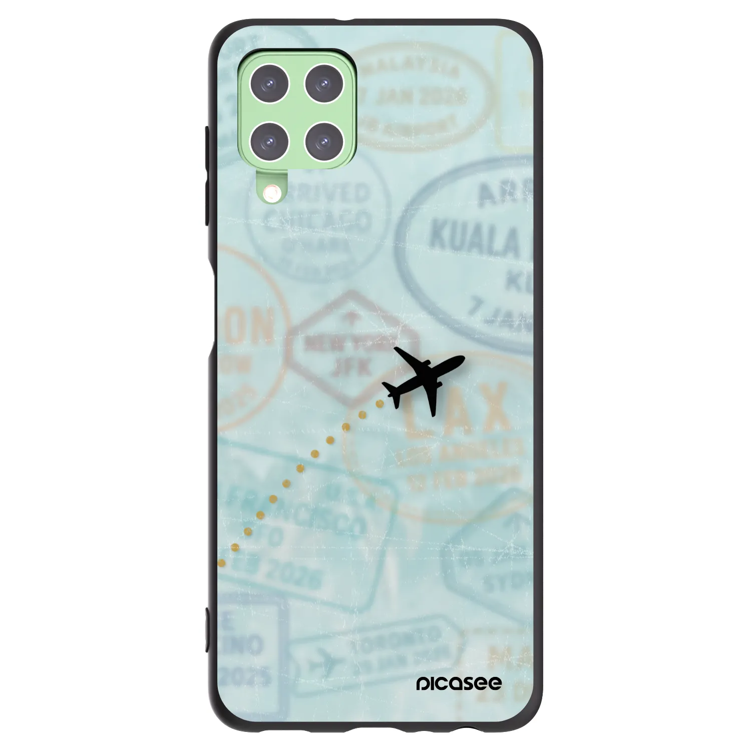 Picasee silikonowe czarne etui na Samsung Galaxy A22 A225F 4G - FLIGHT PATH
