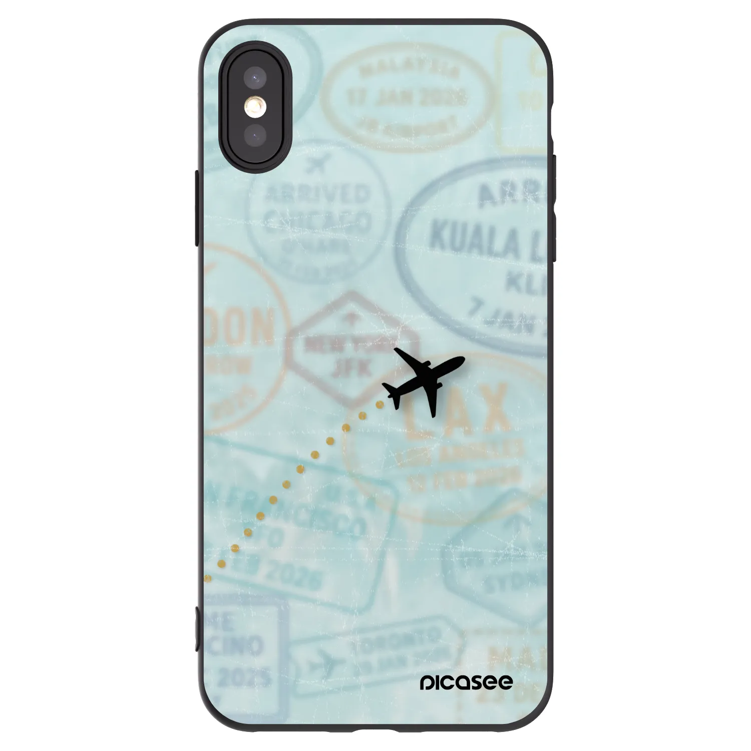 Picasee silikonowe czarne etui na Apple iPhone XS Max - FLIGHT PATH