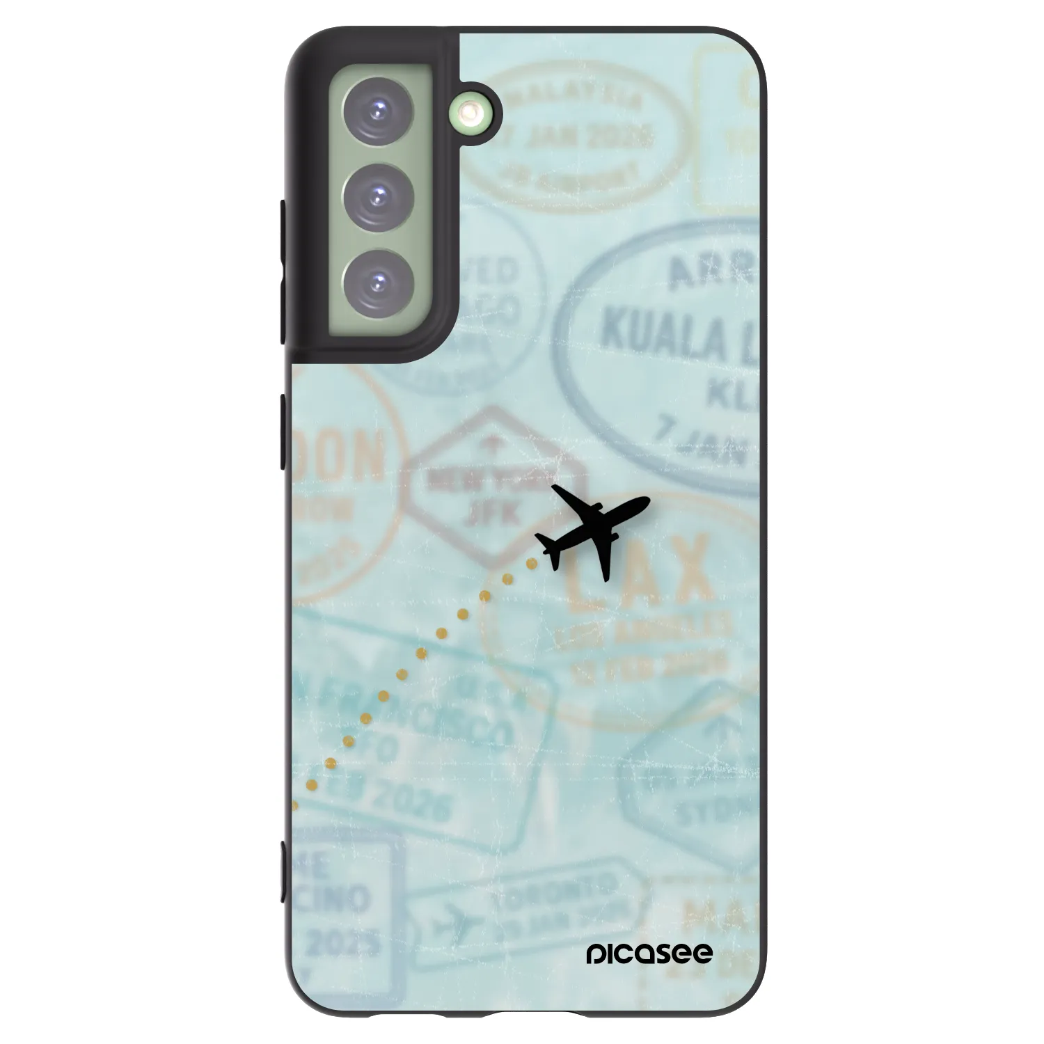 Picasee silikonowe czarne etui na Samsung Galaxy S21 FE 5G - FLIGHT PATH