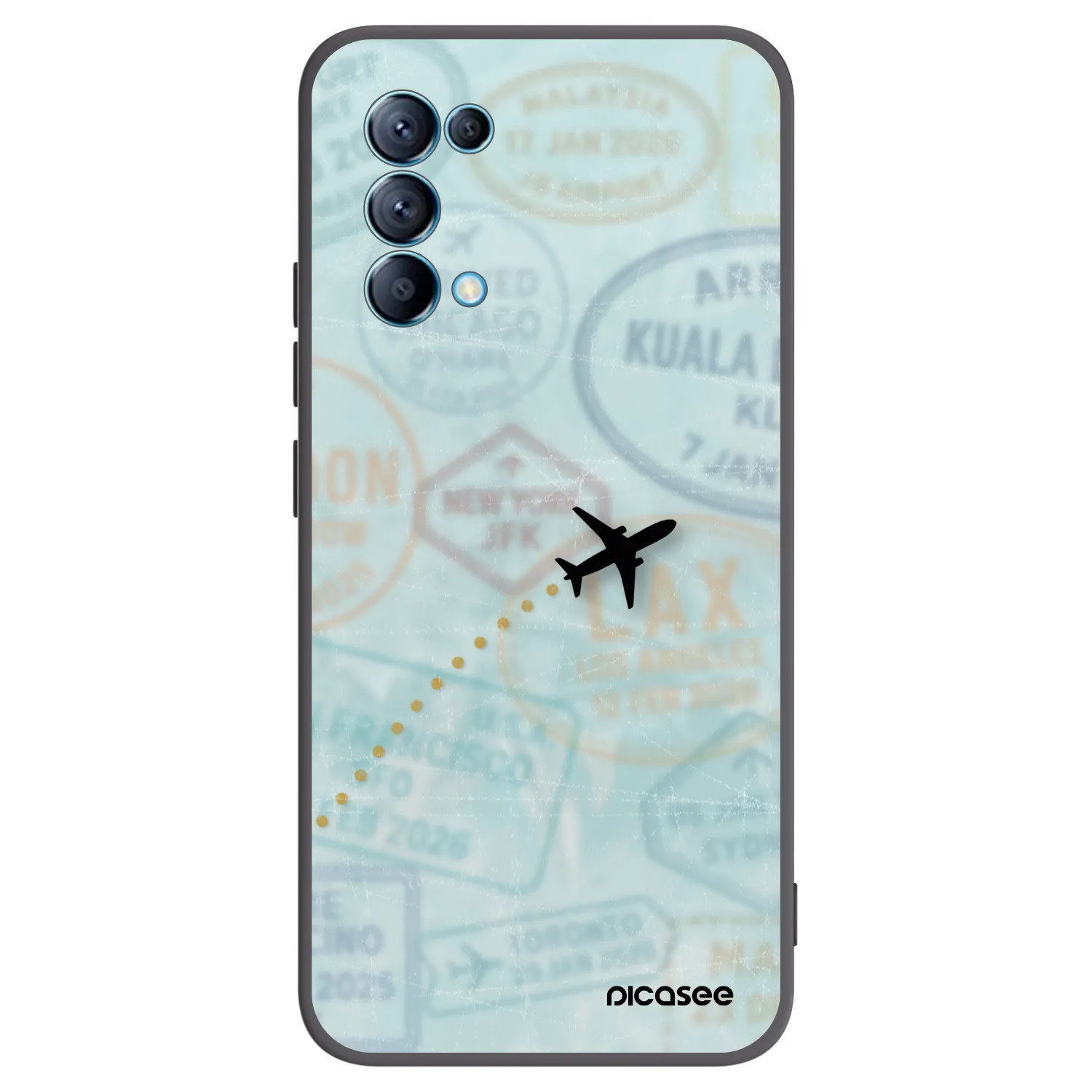Picasee silikonowe czarne etui na OPPO A16s - FLIGHT PATH