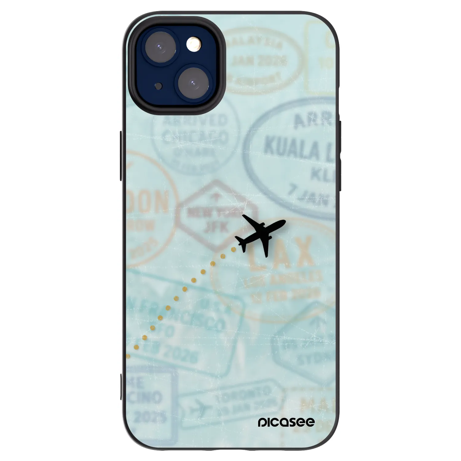 Picasee silikonowe czarne etui na Apple iPhone 14 Plus - FLIGHT PATH