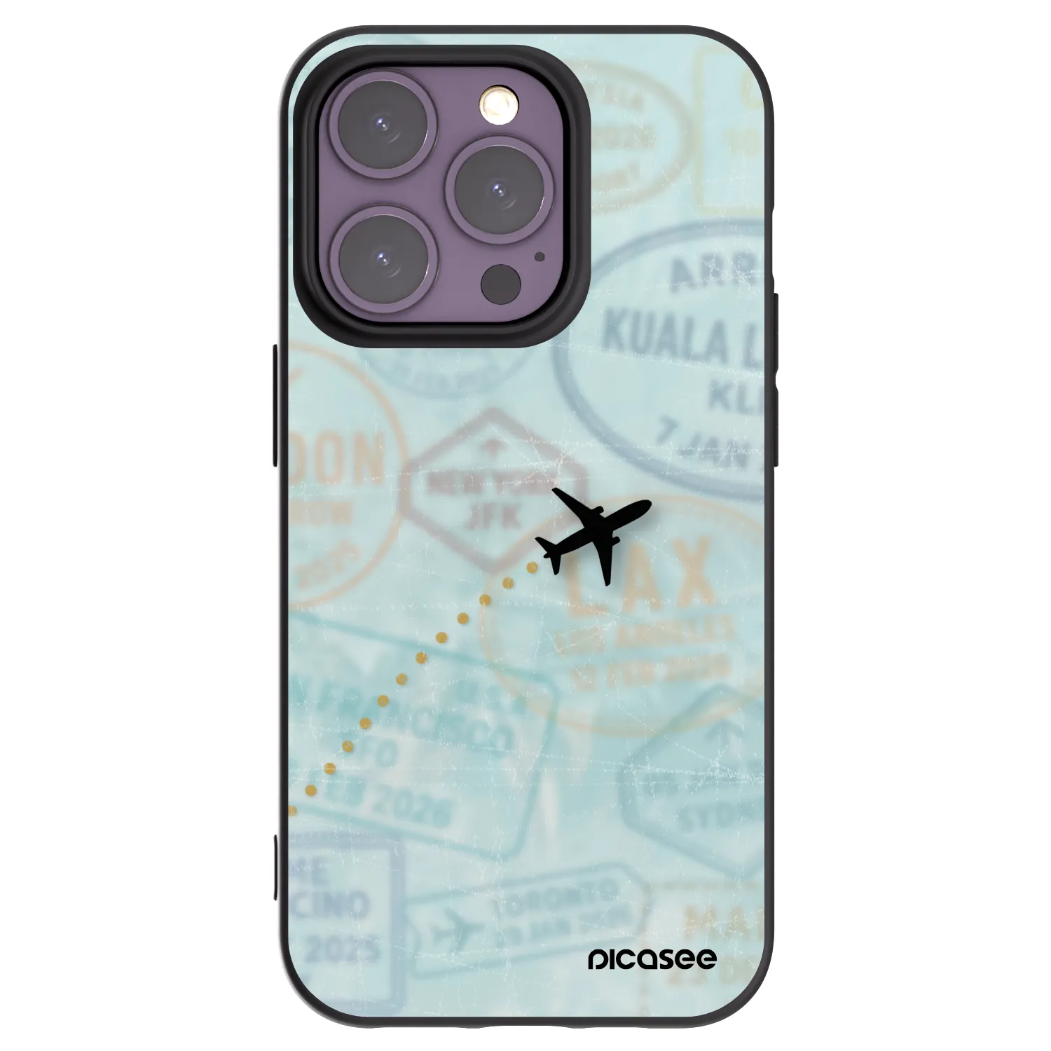 Picasee silikonowe czarne etui na Apple iPhone 14 Pro - FLIGHT PATH