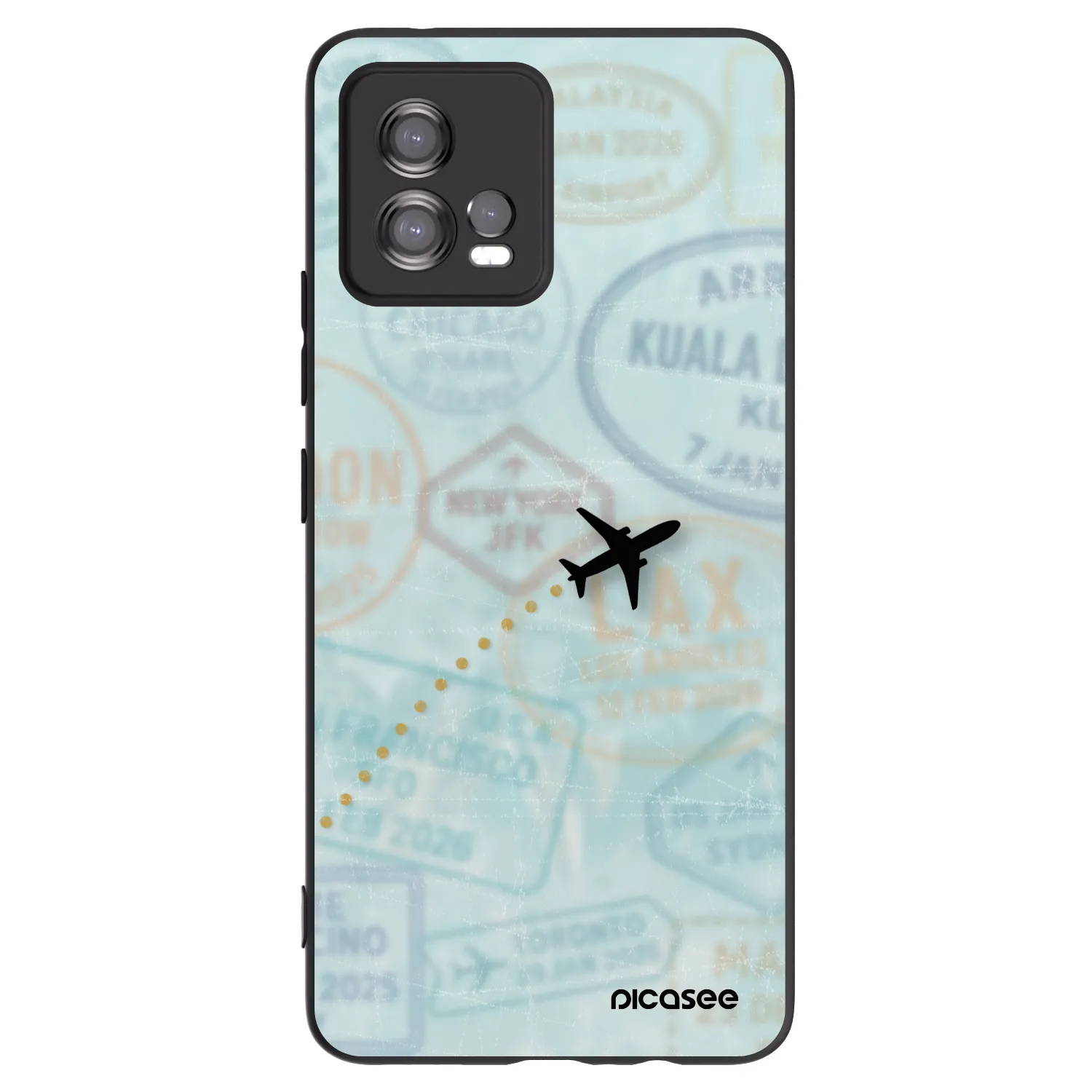 Picasee silikonowe czarne etui na Motorola Moto G72 - FLIGHT PATH