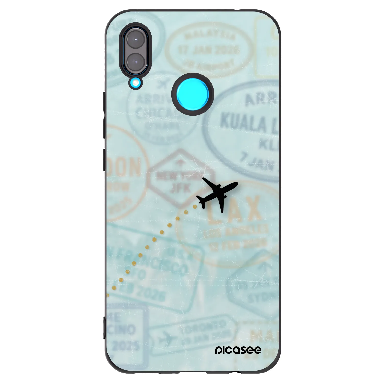 Picasee silikonowe czarne etui na Huawei Nova 3i - FLIGHT PATH