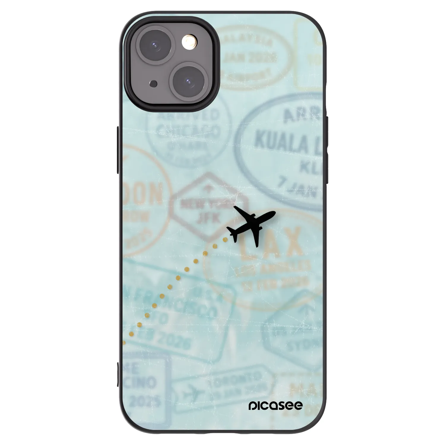 Picasee silikonowe czarne etui na Apple iPhone 15 Plus - FLIGHT PATH