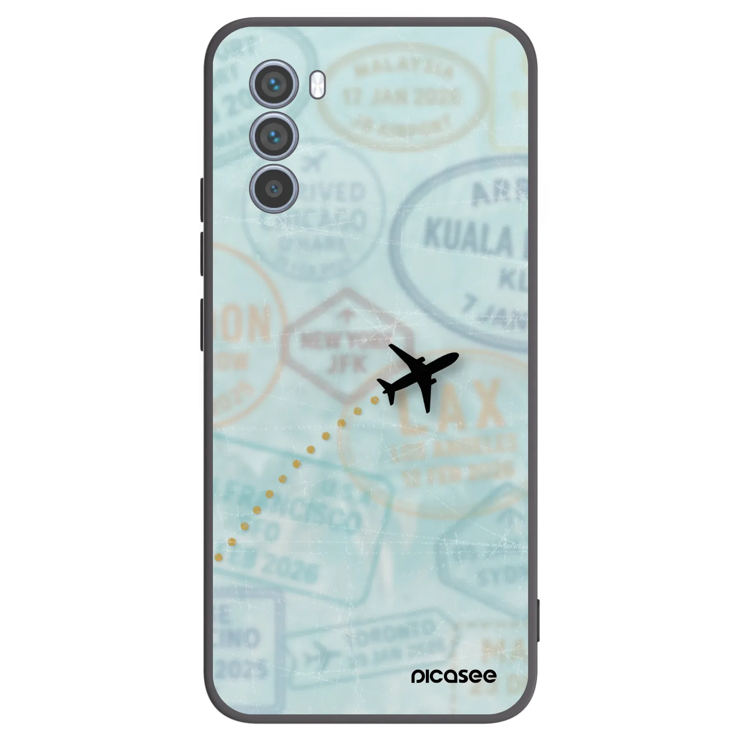 Picasee silikonowe czarne etui na Motorola Moto G62 - FLIGHT PATH