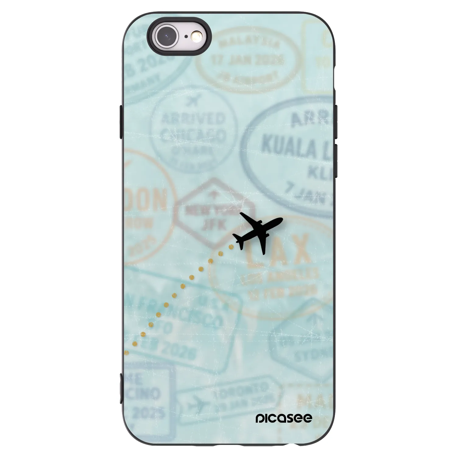 Picasee silikonowe czarne etui na Apple iPhone 6/6S - FLIGHT PATH