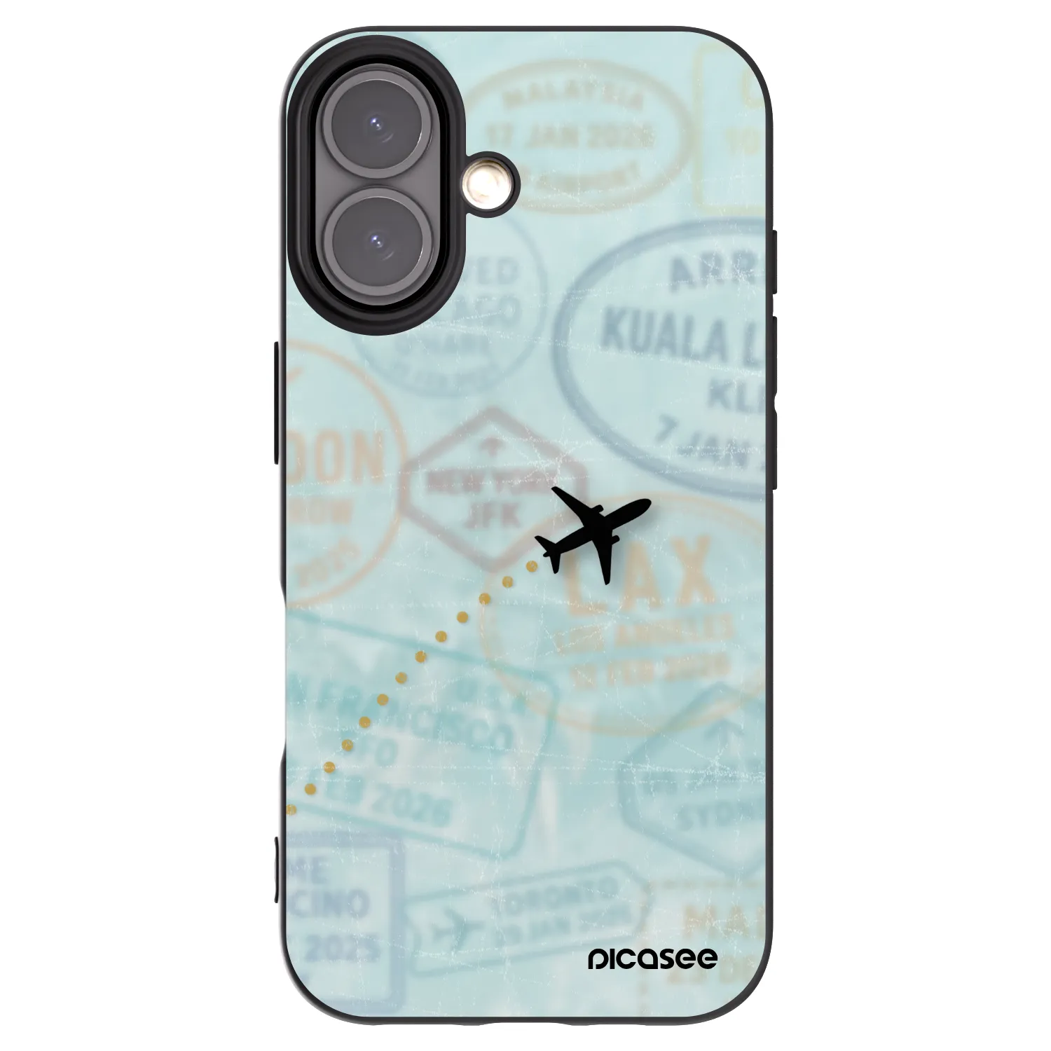 Picasee silikonowe czarne etui na Apple iPhone 16 - FLIGHT PATH