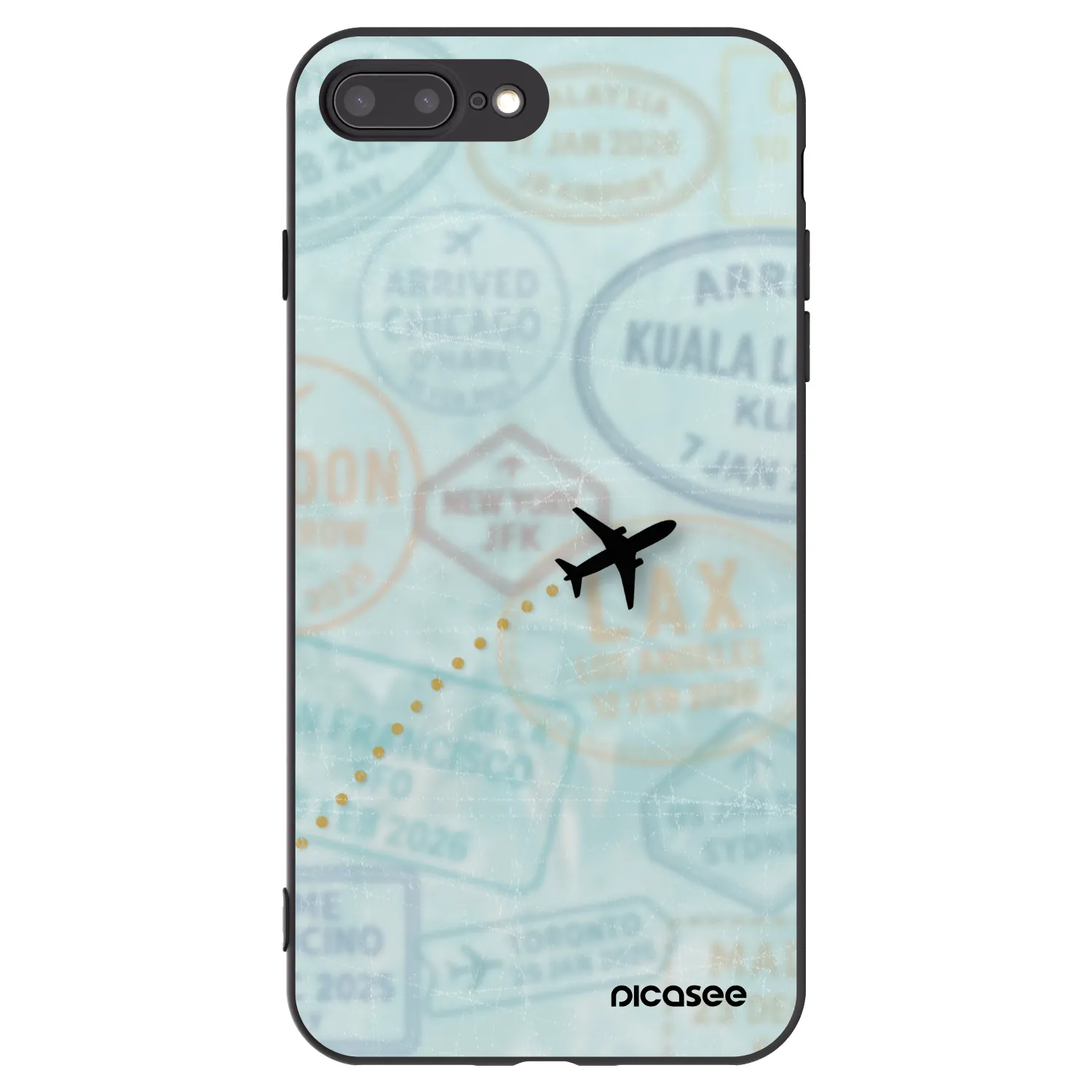 Picasee silikonowe czarne etui na Apple iPhone 8 Plus - FLIGHT PATH