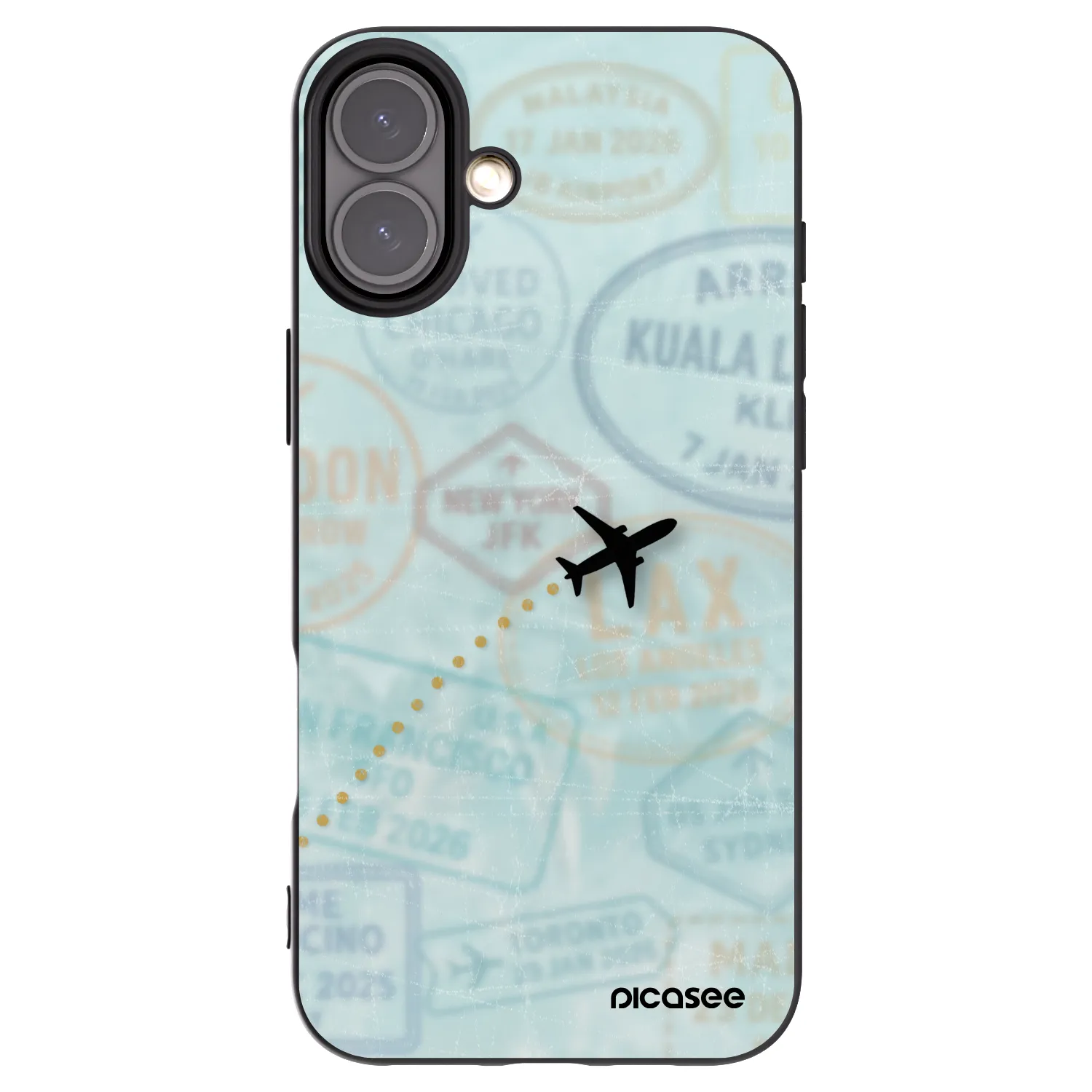 Picasee silikonowe czarne etui na Apple iPhone 16 Plus - FLIGHT PATH