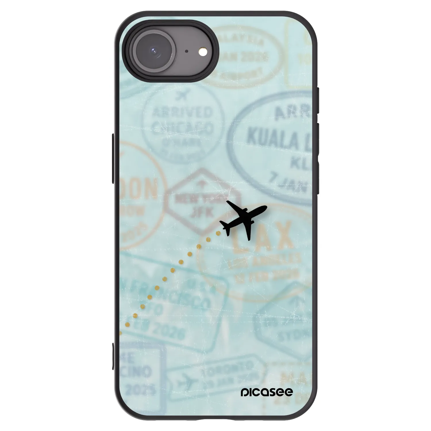 Picasee silikonowe czarne etui na Apple iPhone 16e - FLIGHT PATH