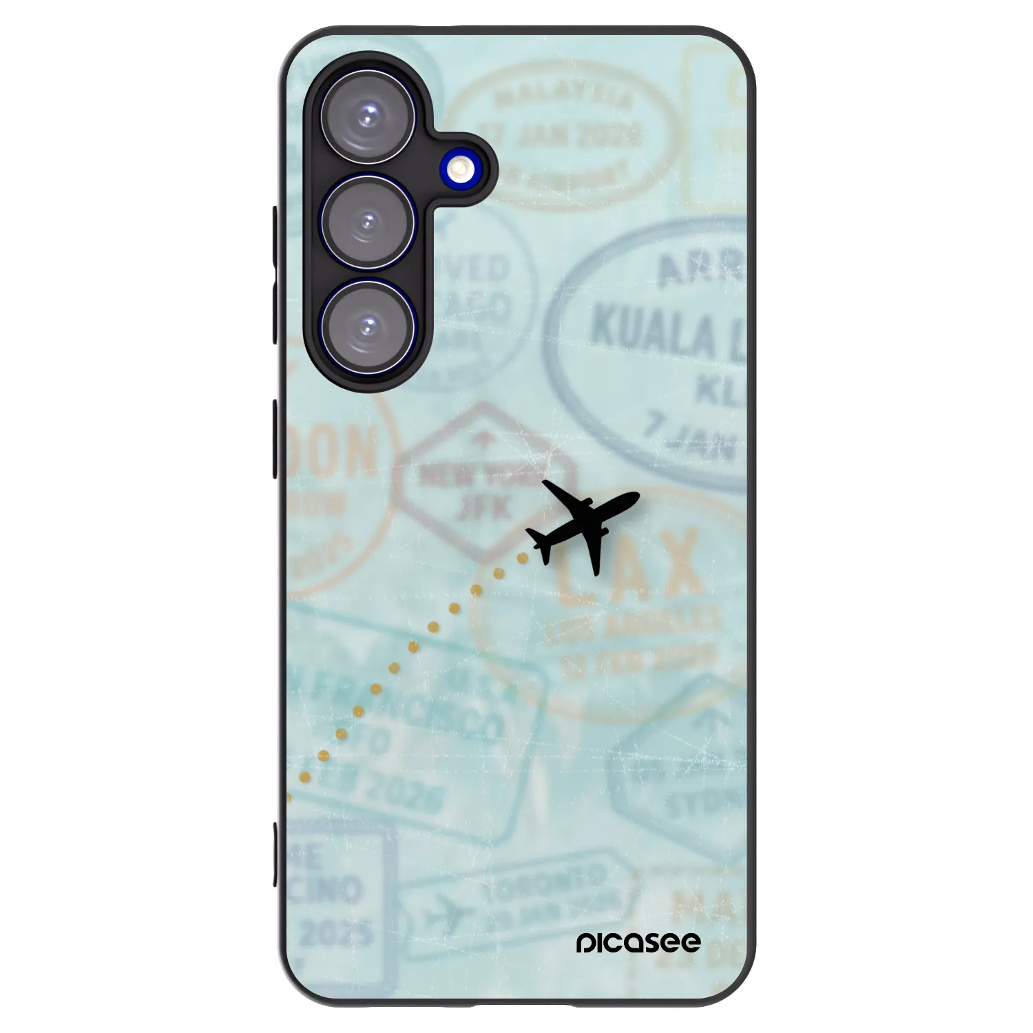 Picasee silikonowe czarne etui na Samsung Galaxy S25 5G - FLIGHT PATH