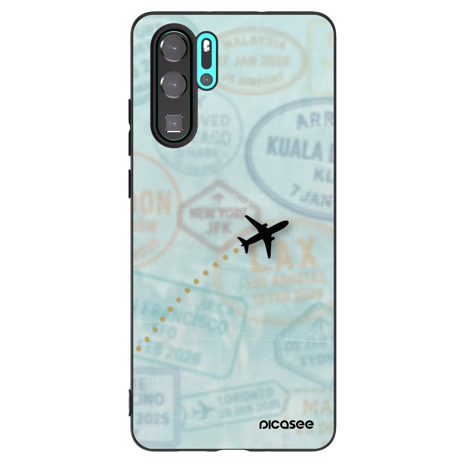 Picasee silikonowe czarne etui na Huawei P30 Pro - FLIGHT PATH