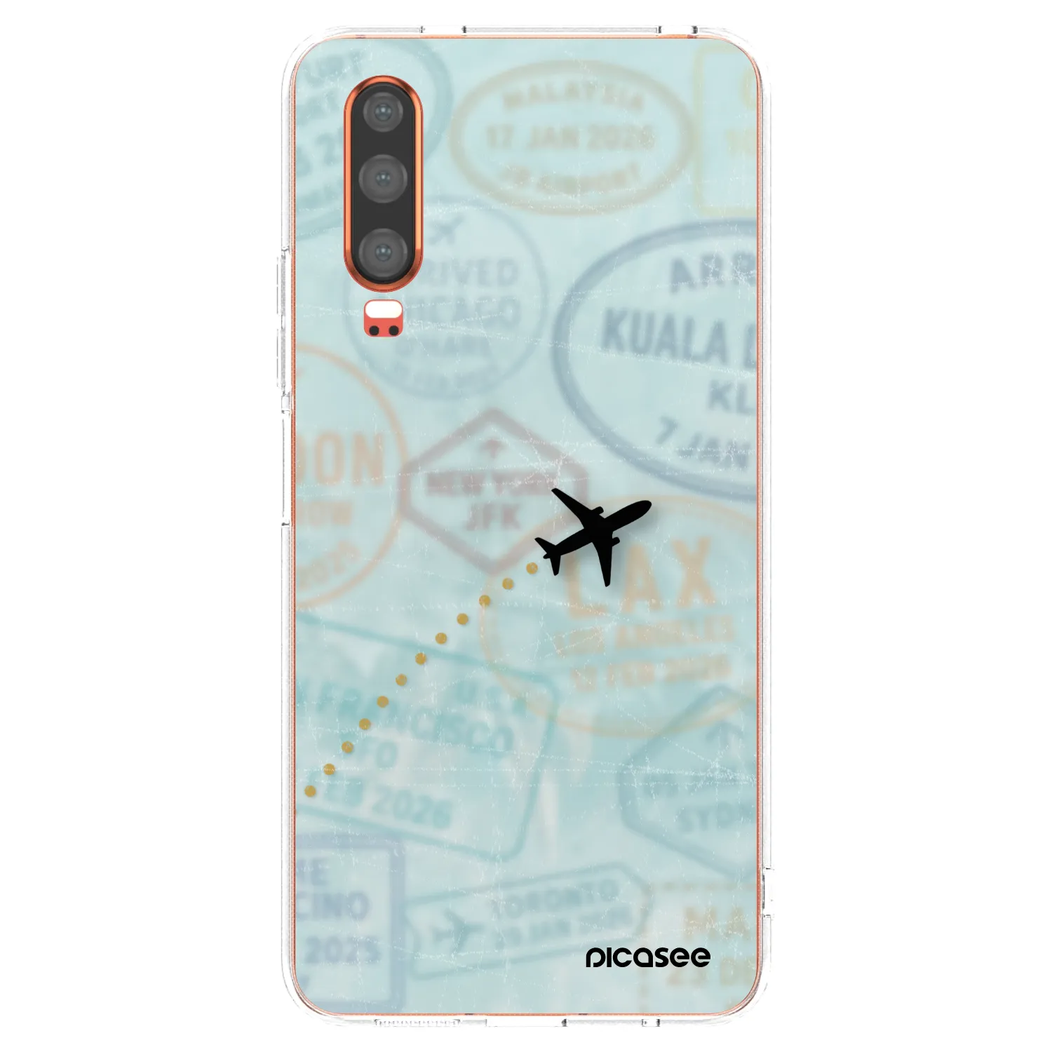 Picasee silikonowe przeźroczyste etui na Huawei P30 - FLIGHT PATH