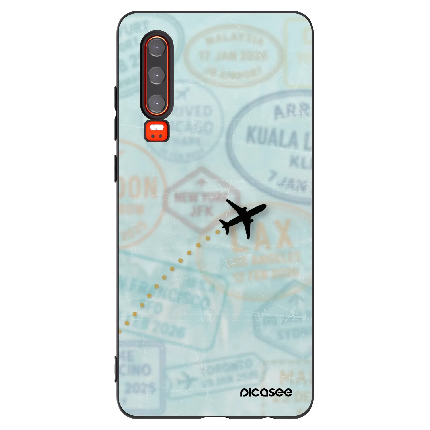 Picasee silikonowe czarne etui na Huawei P30 - FLIGHT PATH
