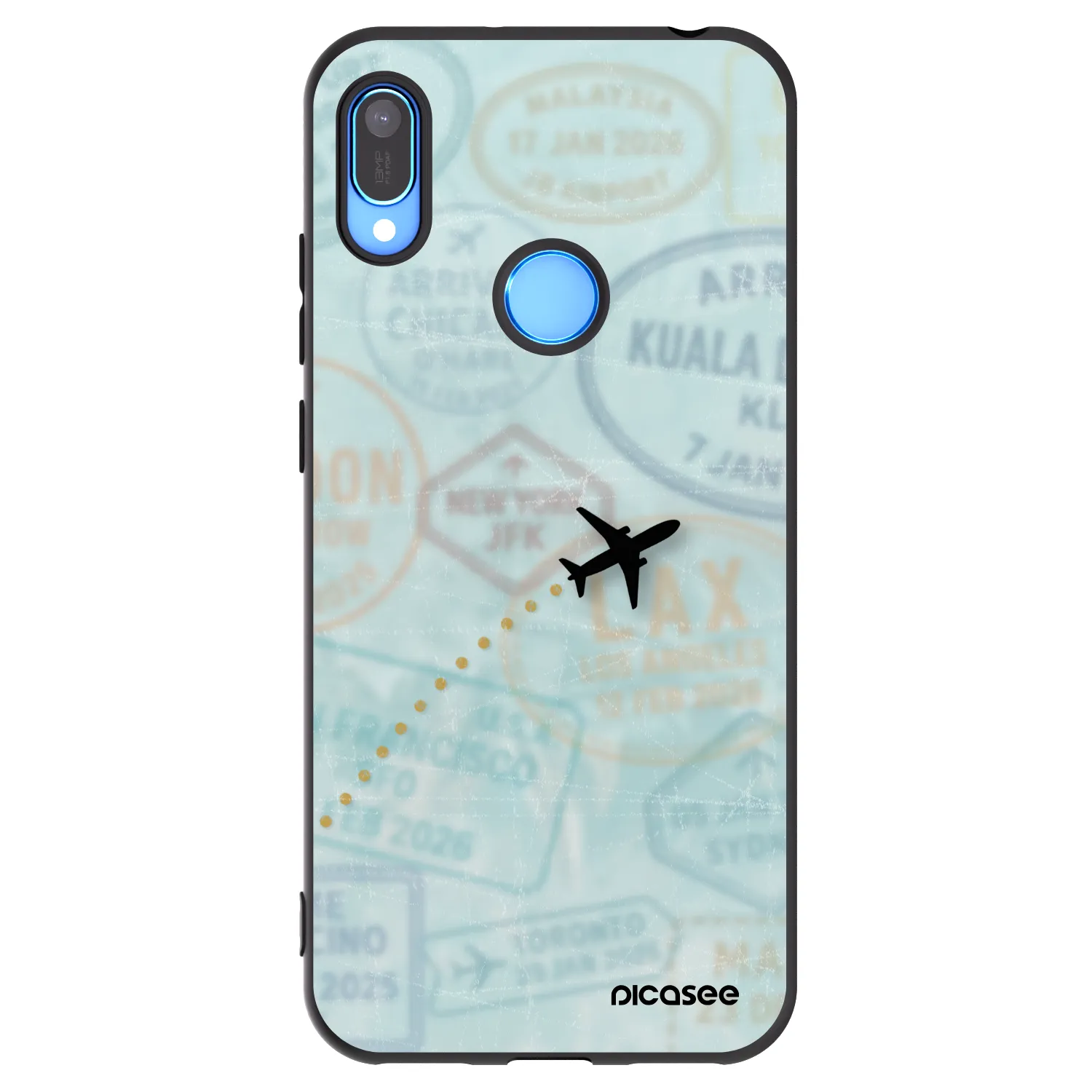 Picasee silikonowe czarne etui na Huawei Y6 2019 - FLIGHT PATH