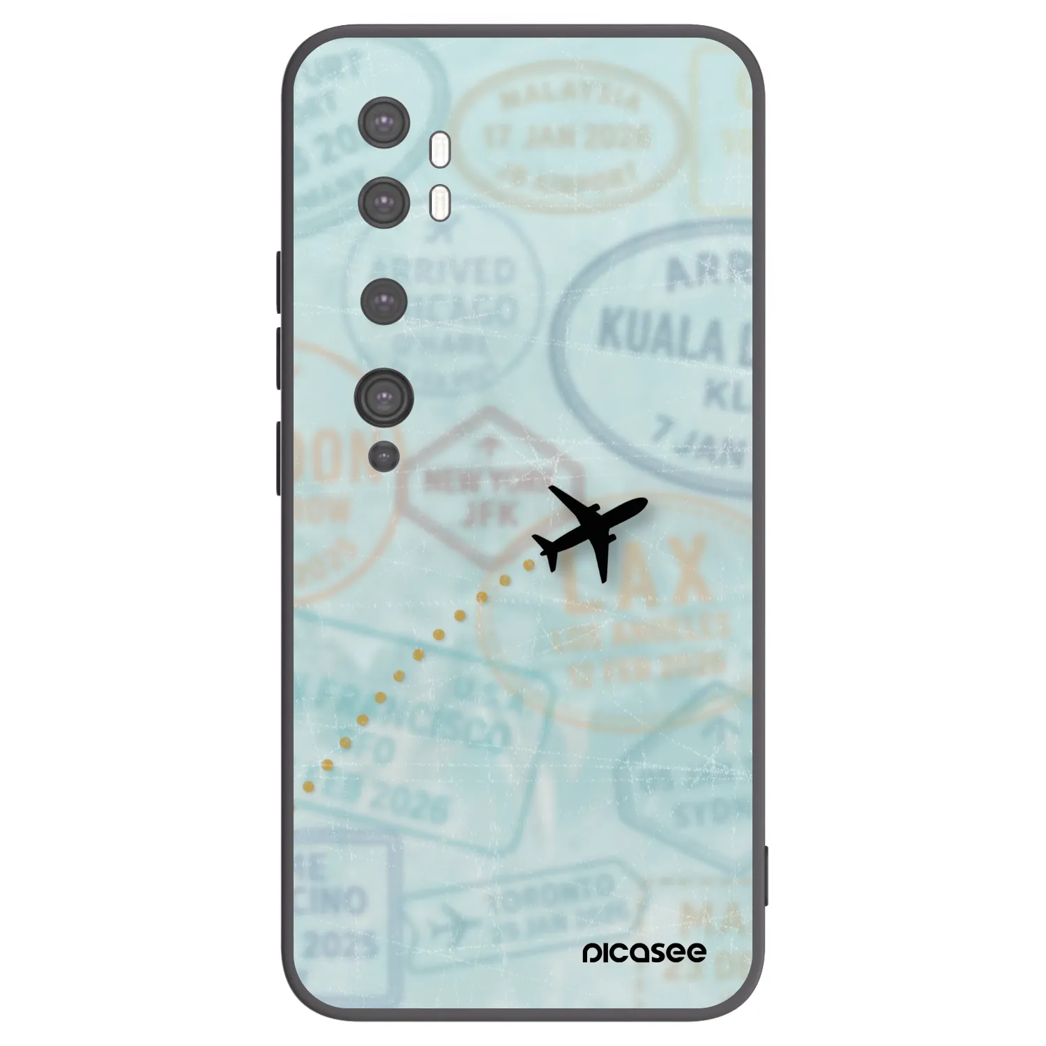 Picasee silikonowe czarne etui na Xiaomi Mi Note 10 (Pro) - FLIGHT PATH
