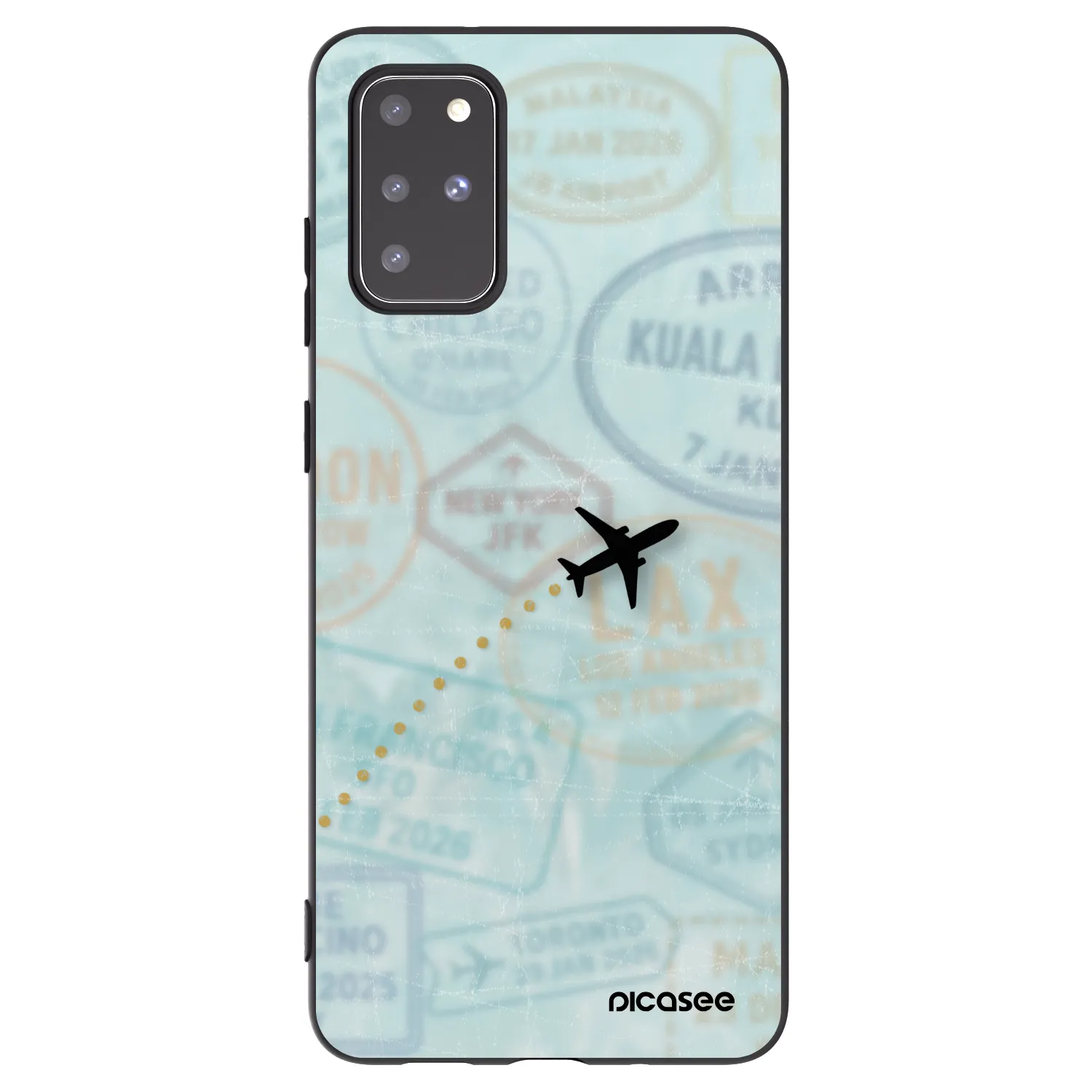 Picasee silikonowe czarne etui na Samsung Galaxy S20+ G985F - FLIGHT PATH