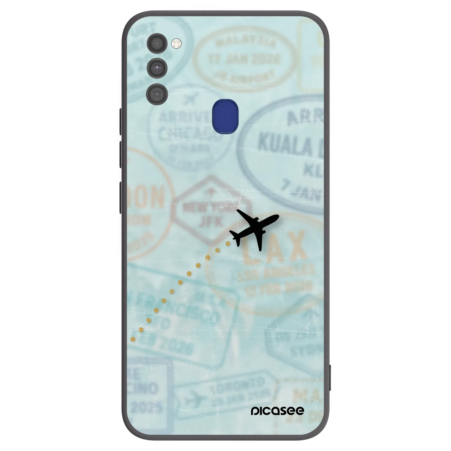 Picasee silikonowe czarne etui na Samsung Galaxy M21 M215F - FLIGHT PATH