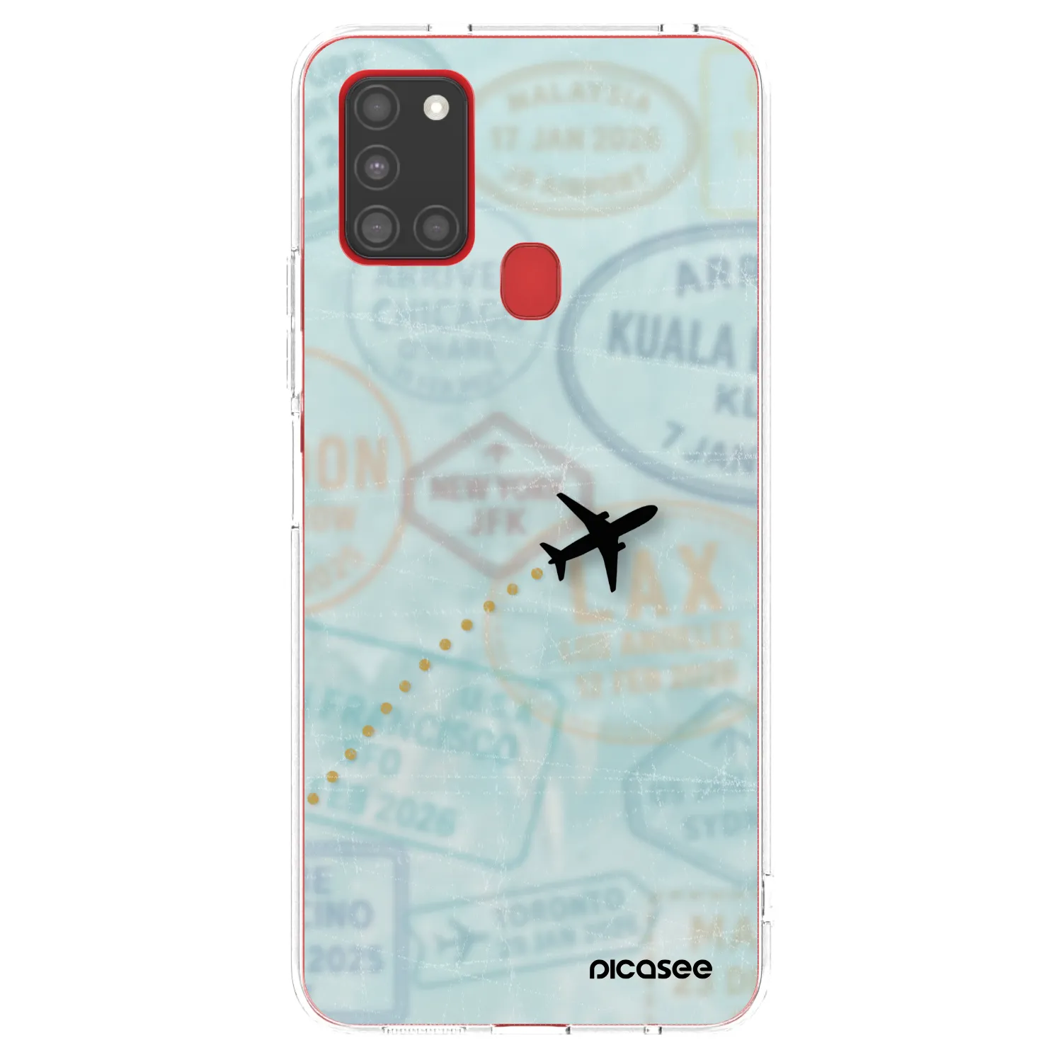 Picasee silikonowe przeźroczyste etui na Samsung Galaxy A21s - FLIGHT PATH