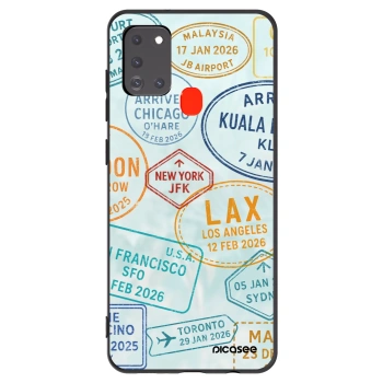 Picasee silikonowe czarne etui na Samsung Galaxy A21s - PASSPORT EDITION