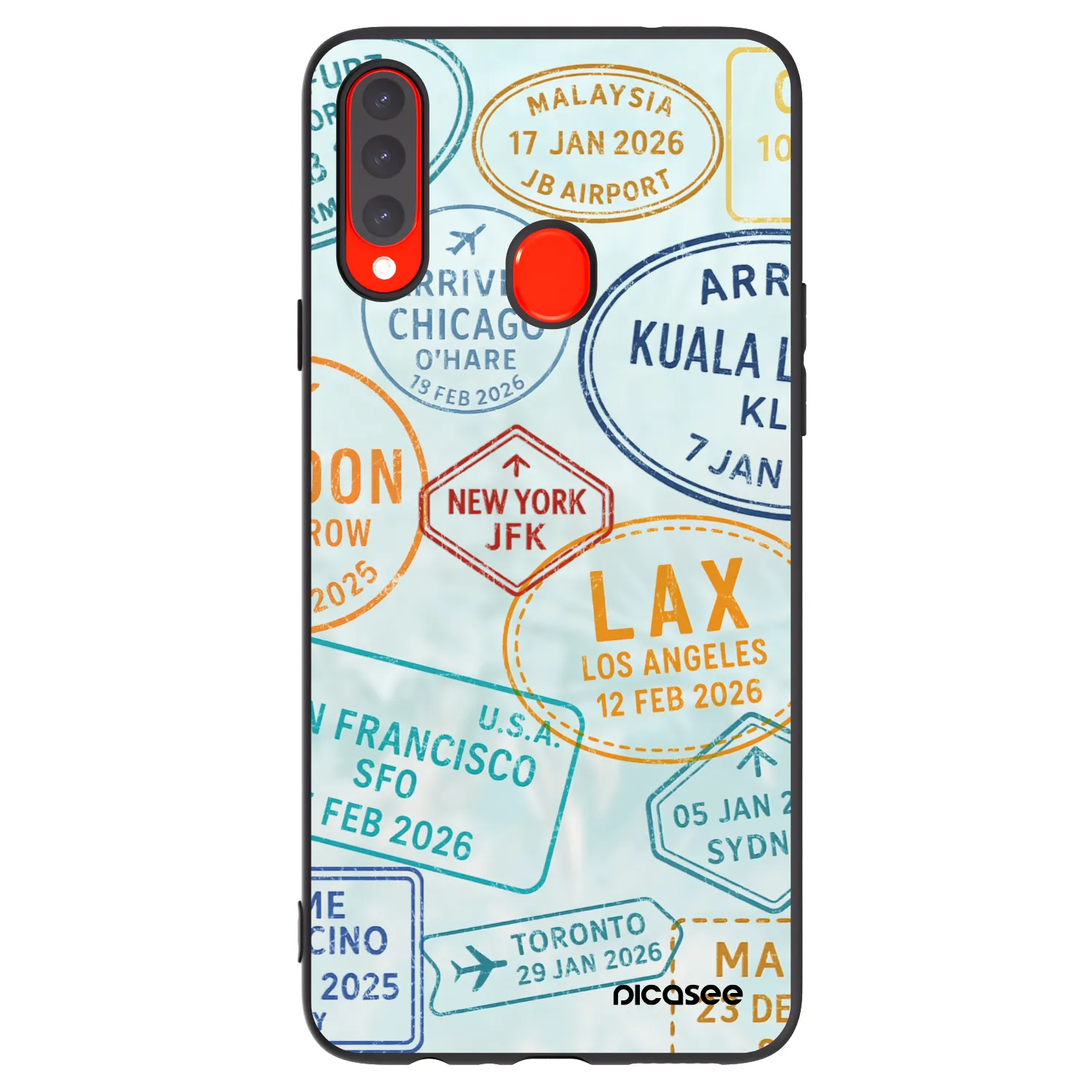 Picasee silikonowe czarne etui na Samsung Galaxy A20s - PASSPORT EDITION
