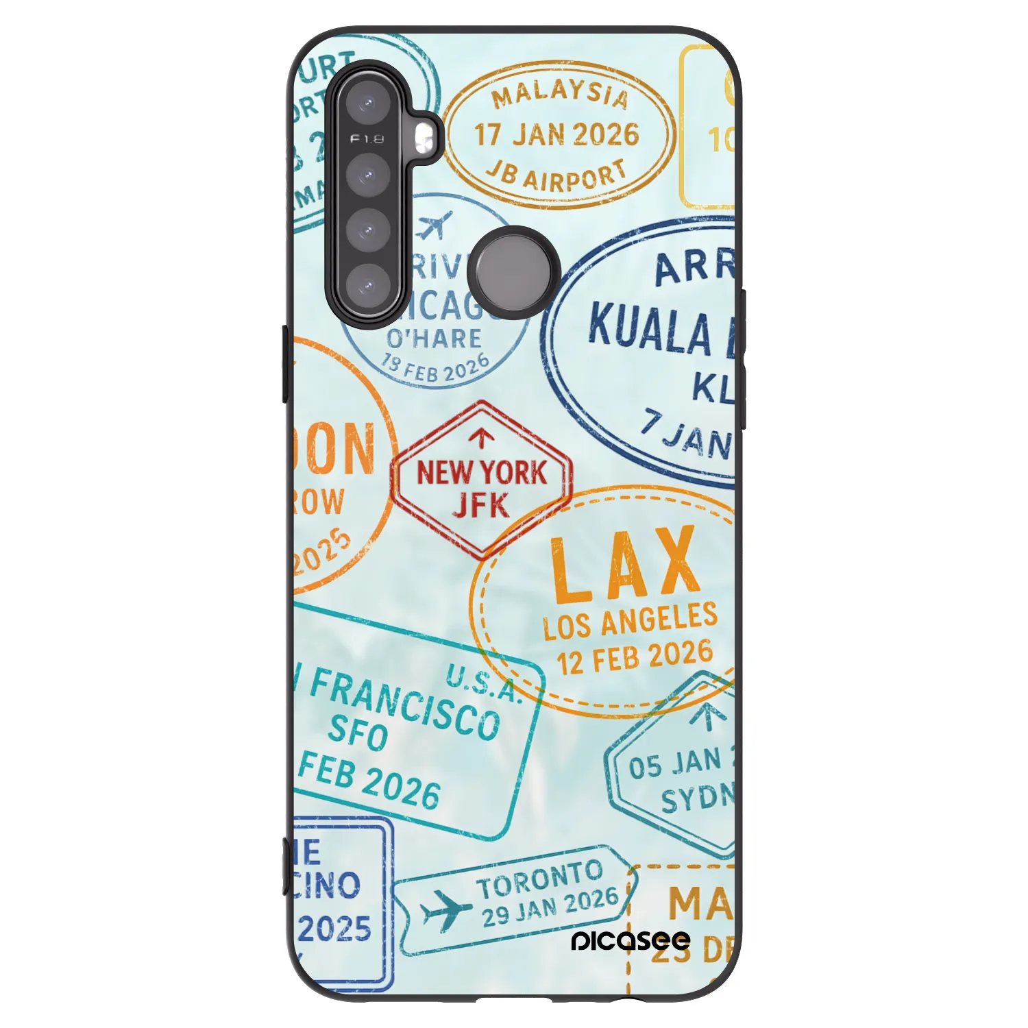 Picasee silikonowe czarne etui na Realme 6i - PASSPORT EDITION