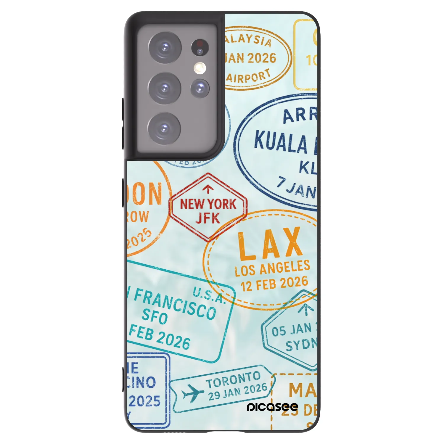 Picasee silikonowe czarne etui na Samsung Galaxy S21 Ultra 5G G998B - PASSPORT EDITION
