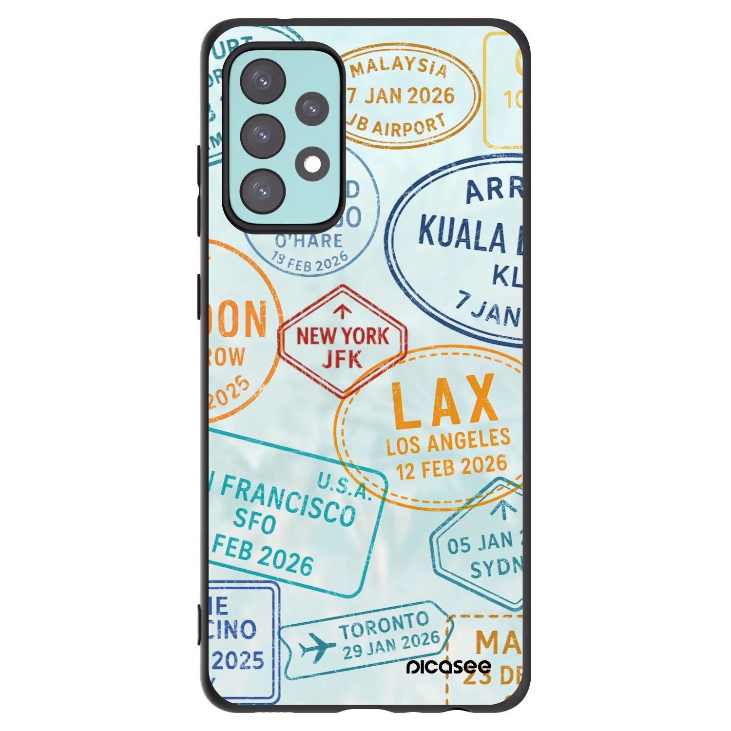 Picasee silikonowe czarne etui na Samsung Galaxy A72 A725F - PASSPORT EDITION