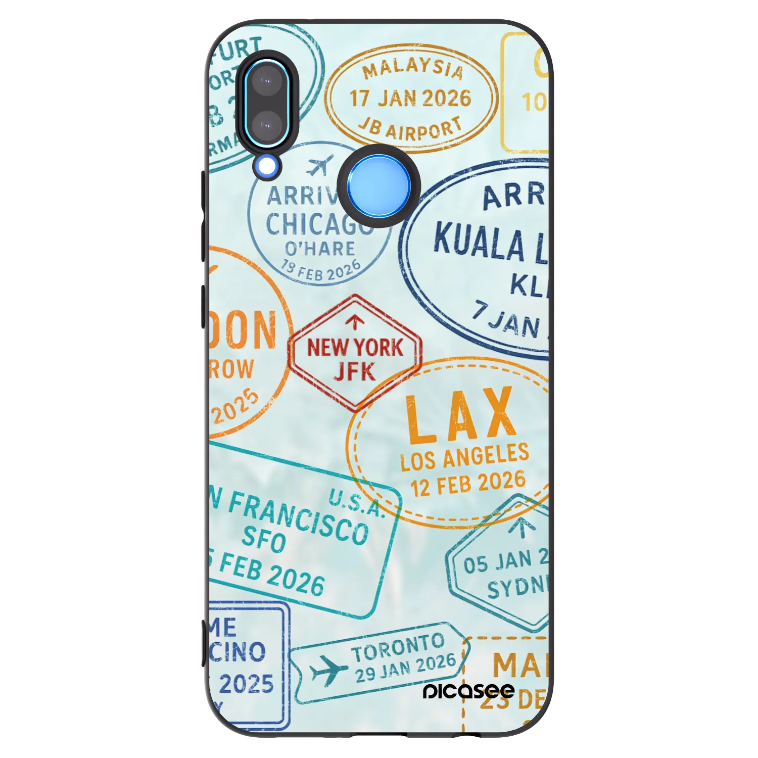 Picasee silikonowe czarne etui na Huawei P20 Lite - PASSPORT EDITION