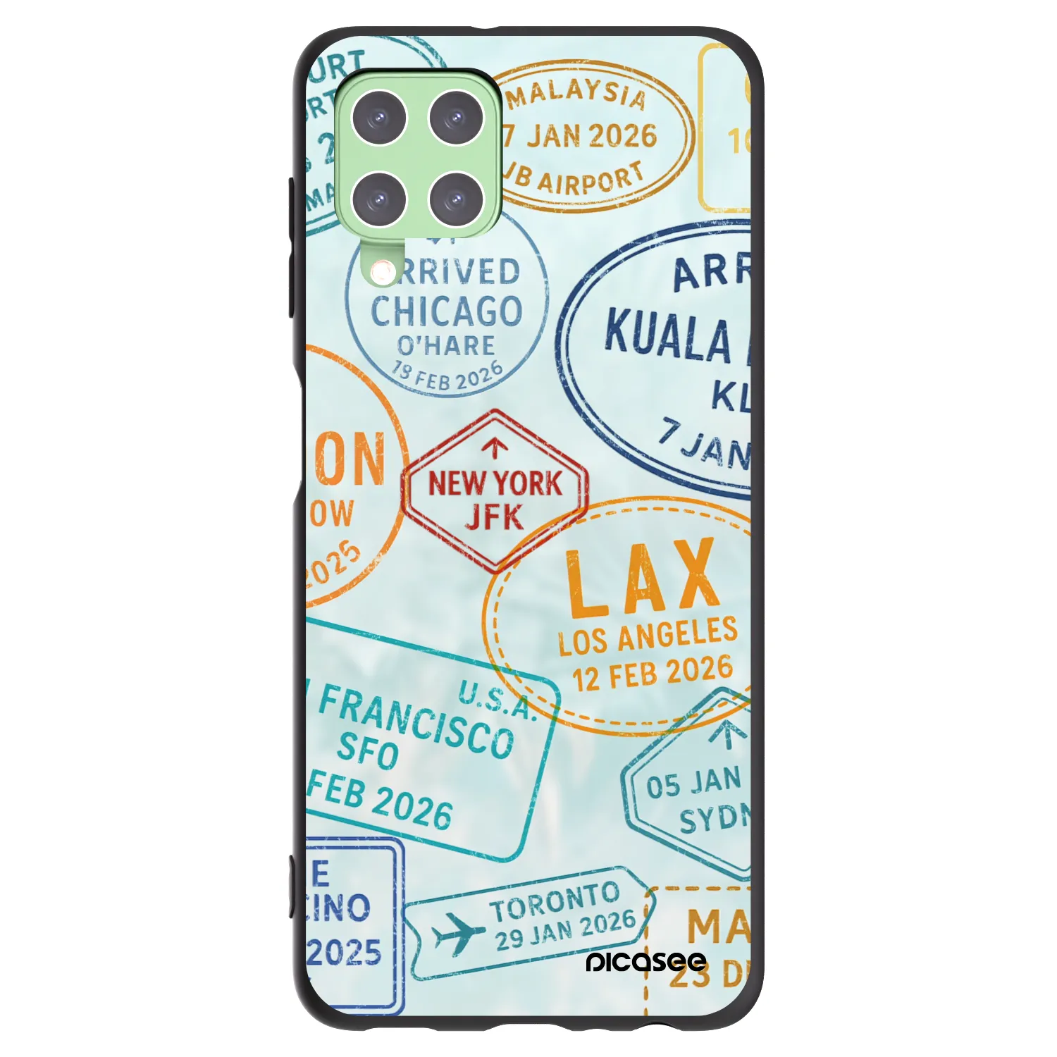 Picasee silikonowe czarne etui na Samsung Galaxy A22 A225F 4G - PASSPORT EDITION