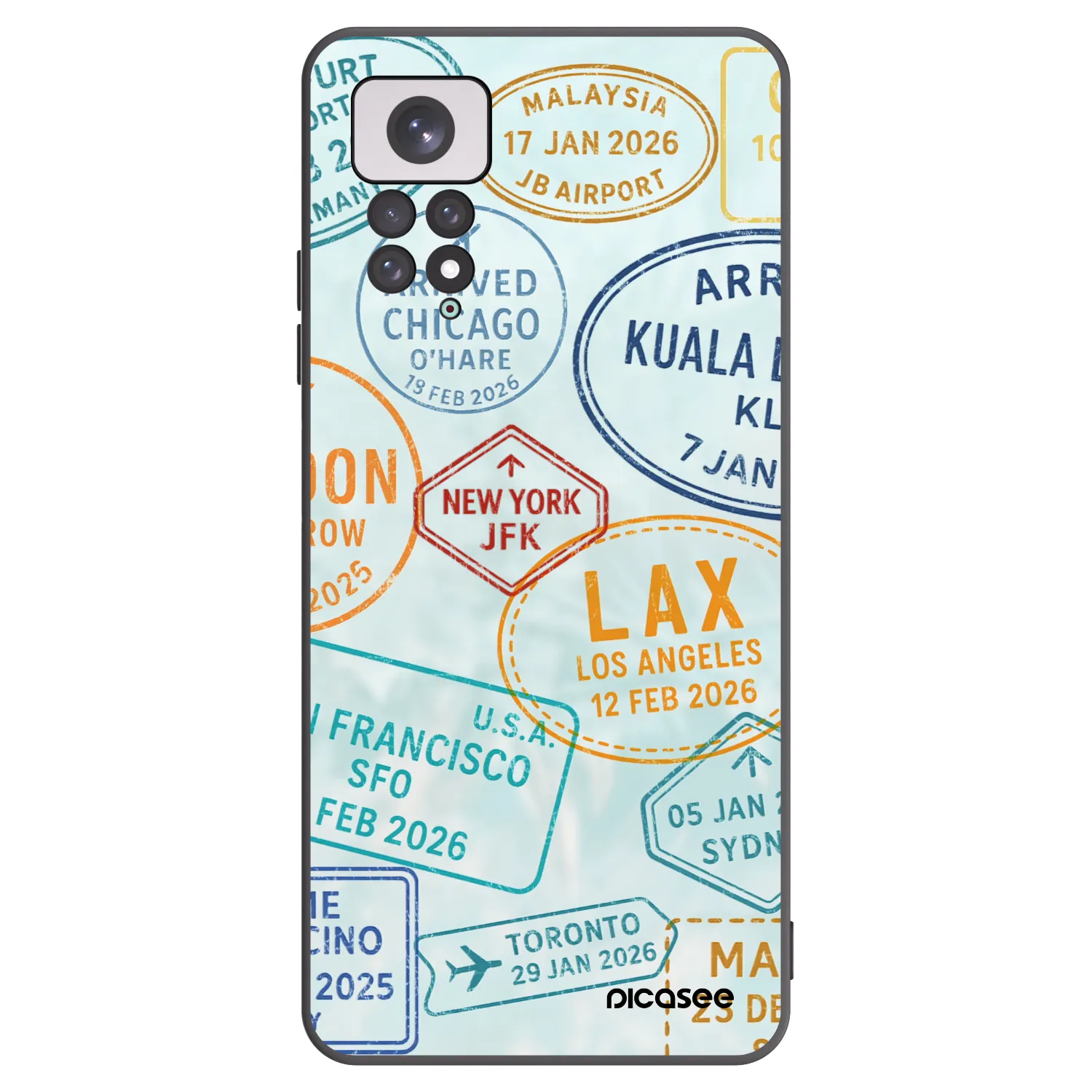 Picasee silikonowe czarne etui na Xiaomi Redmi Note 11 - PASSPORT EDITION