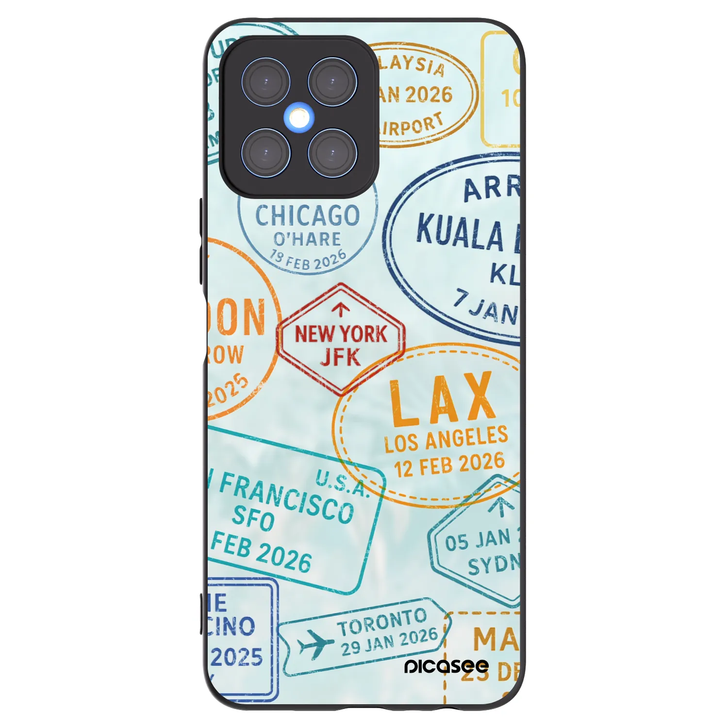 Picasee silikonowe czarne etui na Honor X8 4G - PASSPORT EDITION