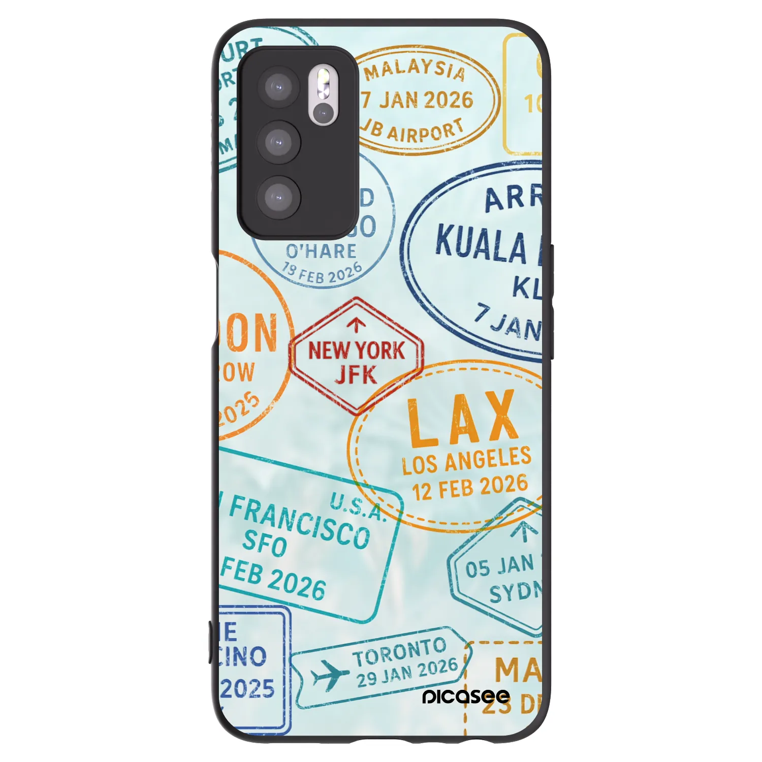 Picasee silikonowe czarne etui na OPPO A16s - PASSPORT EDITION