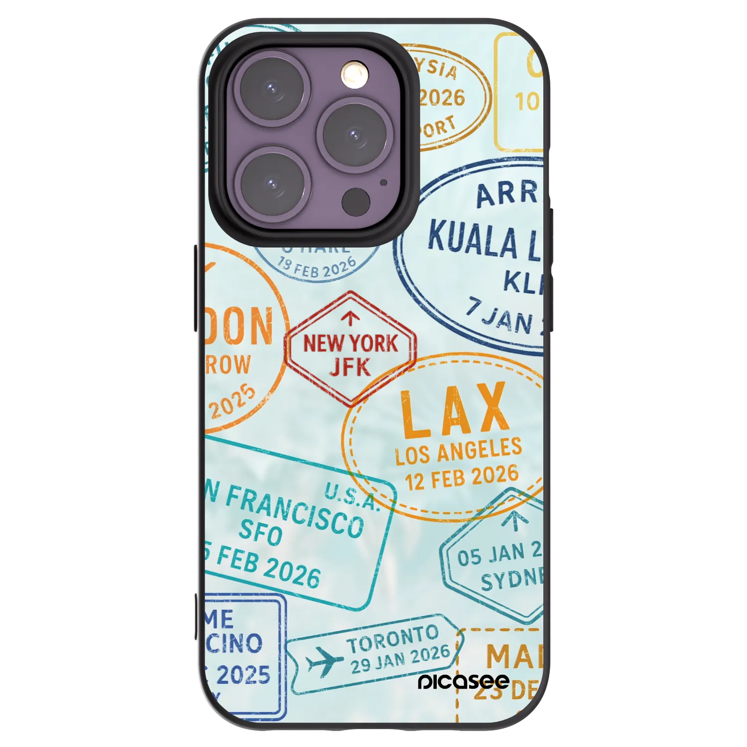 Picasee silikonowe czarne etui na Apple iPhone 14 Pro - PASSPORT EDITION