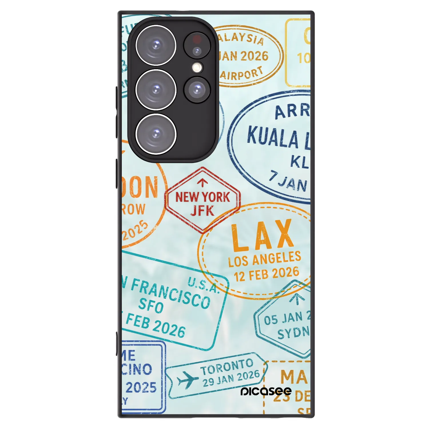 Picasee silikonowe czarne etui na Samsung Galaxy S23 Ultra 5G - PASSPORT EDITION